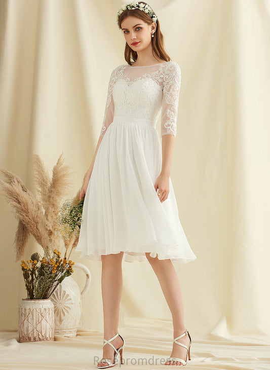 Lace Sequins A-Line Isabelle Chiffon Wedding Dresses Knee-Length With Dress Wedding