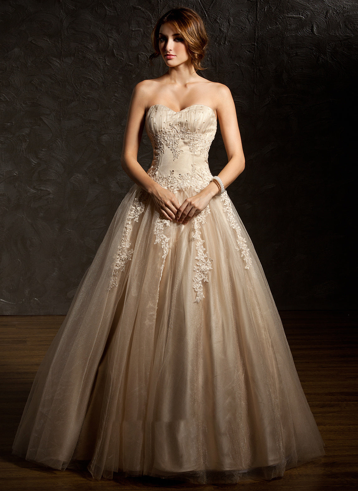 Sequins Ball-Gown/Princess Lace Prom Dresses With Beading Sweetheart Ruffle Floor-Length Tulle Appliques Kaitlynn