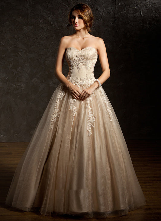 Sequins Ball-Gown/Princess Lace Prom Dresses With Beading Sweetheart Ruffle Floor-Length Tulle Appliques Kaitlynn