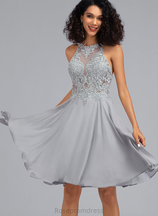 Chiffon Sequins Neck Homecoming Dresses Dress Knee-Length Homecoming With A-Line Samara Scoop