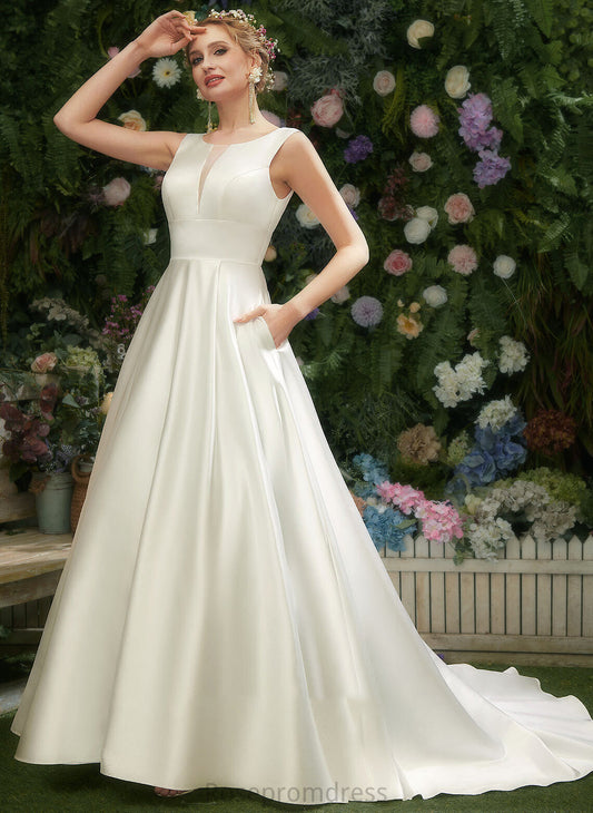 Court Scoop Train Wedding Mckinley Dress Wedding Dresses Neck A-Line