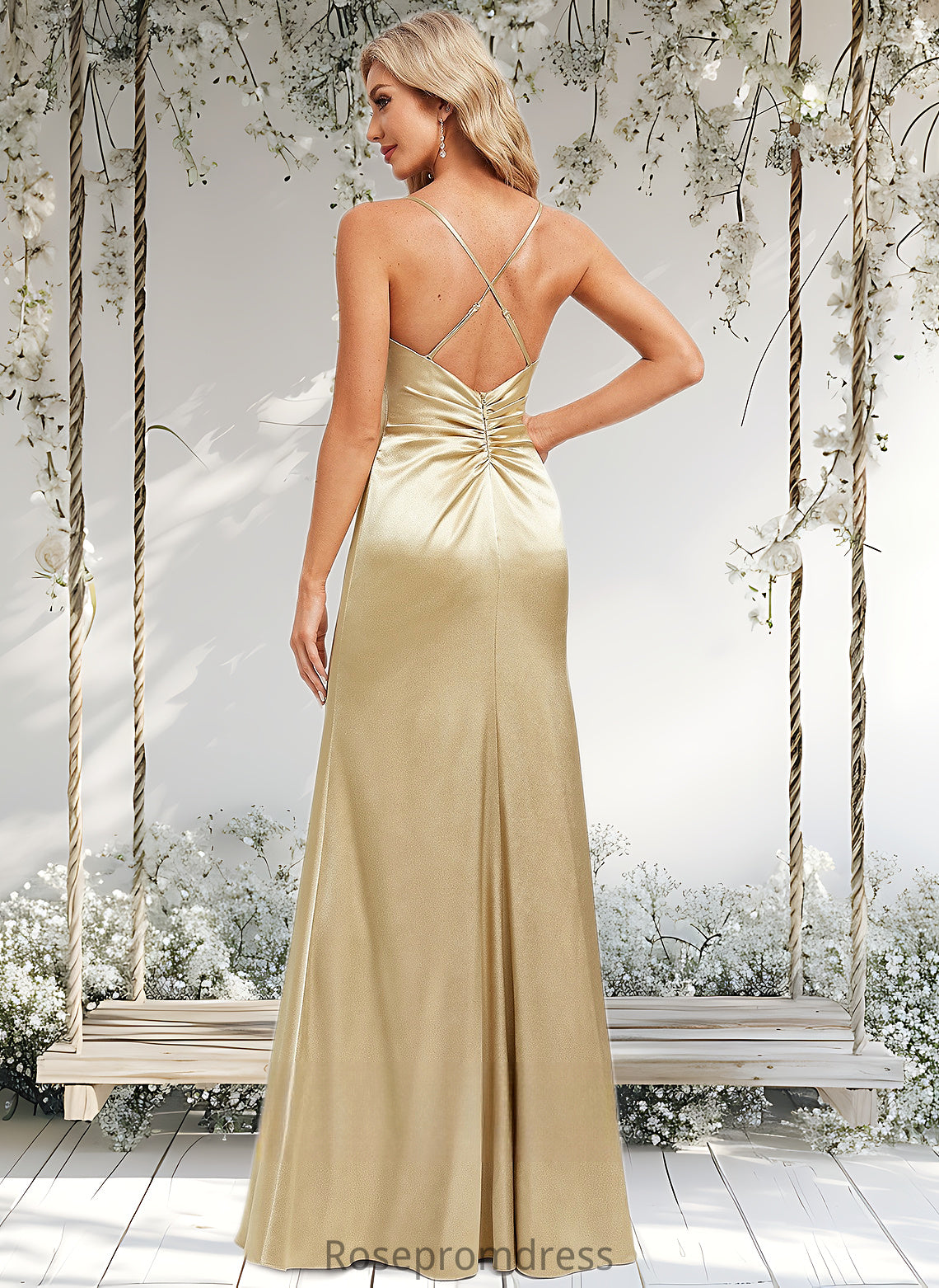 Gina Trumpet/Mermaid Cowl Floor-Length Stretch Satin Bridesmaid Dress DSP0025792