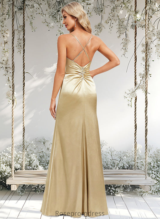 Gina Trumpet/Mermaid Cowl Floor-Length Stretch Satin Bridesmaid Dress DSP0025792