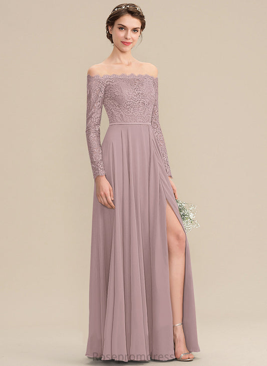 Lace OfftheShoulder Floor-Length Length Silhouette Straps&Sleeves A-line Fabric Neckline Cheyanne Floor Length V-Neck Bridesmaid Dresses