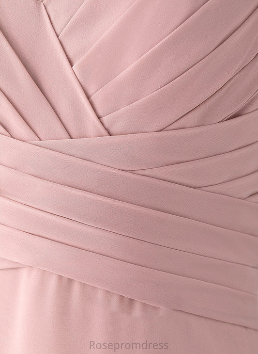 Length Neckline CascadingRuffles Empire Fabric Embellishment Floor-Length Silhouette V-neck Ursula Knee Length Natural Waist Bridesmaid Dresses