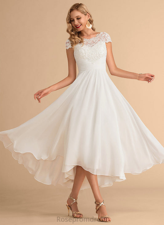 Neck Celia Chiffon Scoop Wedding Wedding Dresses Asymmetrical A-Line Dress