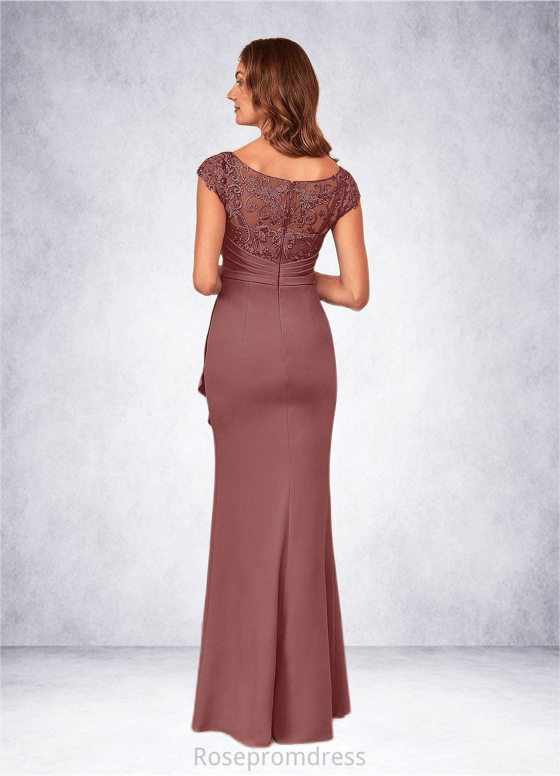 Jacquelyn Mermaid Lace Stretch Crepe Floor-Length Dress SRSP0019898
