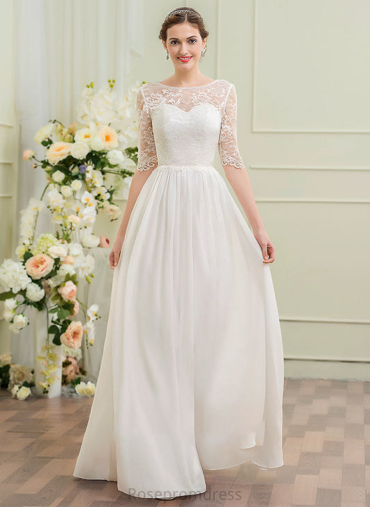Chiffon Jimena A-Line Wedding Floor-Length Illusion Wedding Dresses Dress