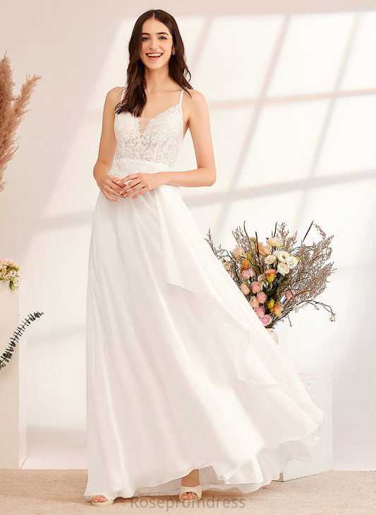 Floor-Length Wedding Wedding Dresses Chiffon Dress Anabella With A-Line V-neck Lace Sequins