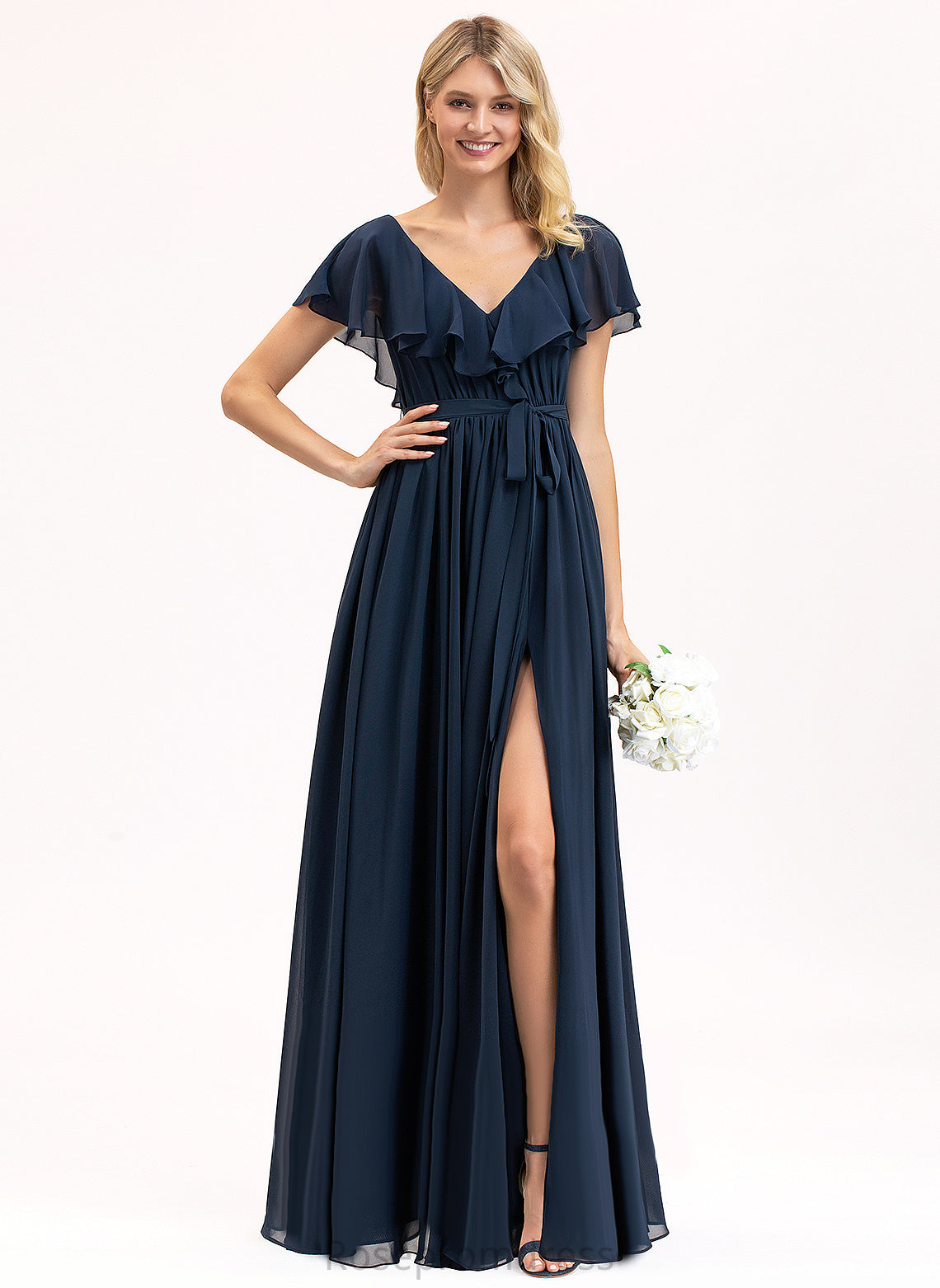 Length Silhouette Embellishment Floor-Length Fabric Neckline A-line V-Neck Fiona Bridesmaid Dresses