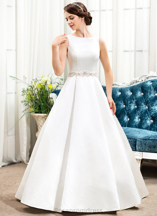 Dress Sequins Ball-Gown/Princess Wedding Scoop Yoselin Floor-Length Wedding Dresses Satin Beading Neck With