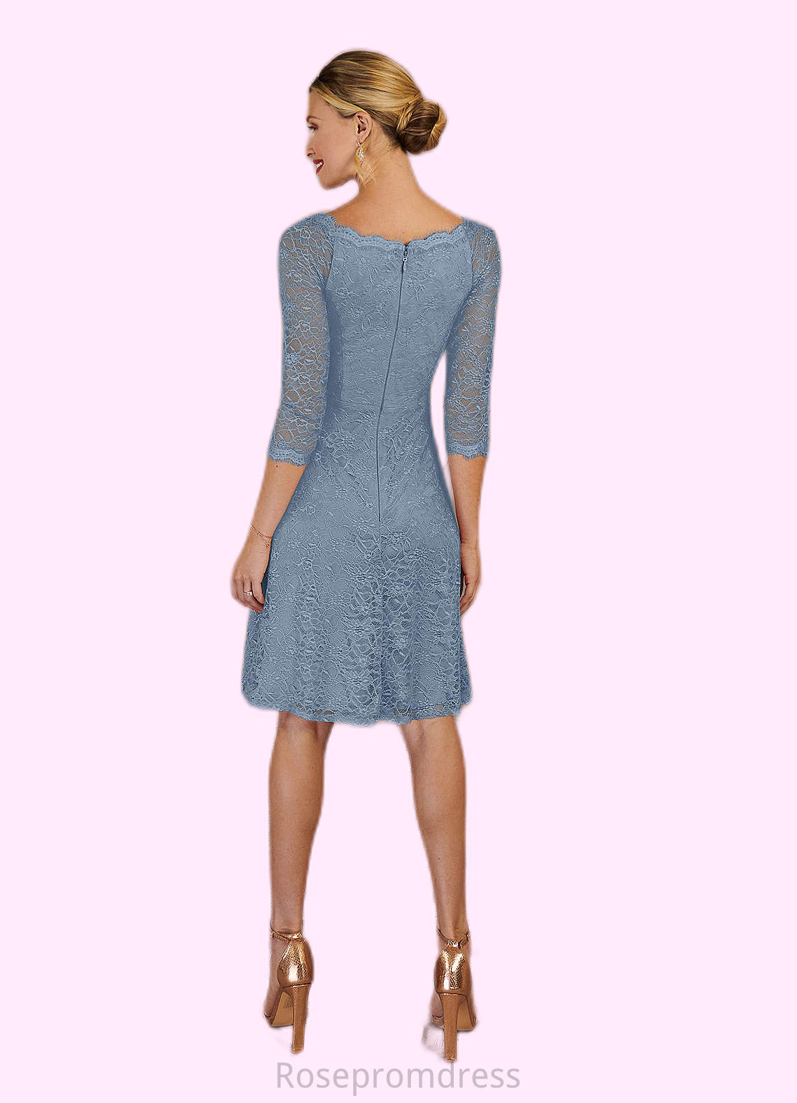 Jaycee A-Line Lace Knee-Length Dress SRSP0019899