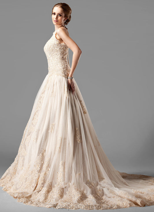 Chapel Beading Dress Wedding Wedding Dresses Train Lace Kasey With Tulle Ball-Gown/Princess Halter