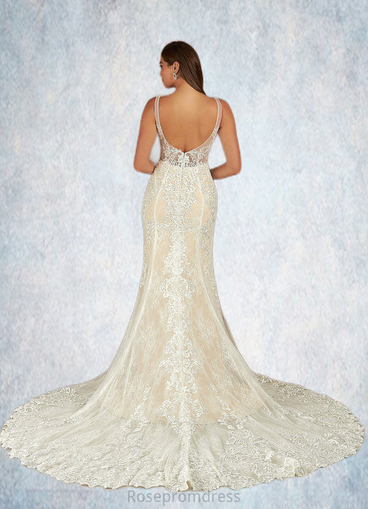 Riley Mermaid Lace Tulle Cathedral Train Dress SRSP0020074