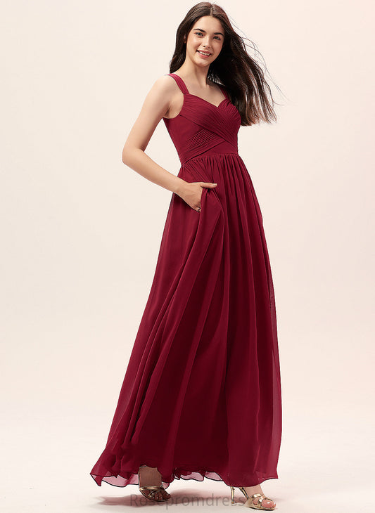 Sweetheart Fabric Pockets Embellishment Ruffle Neckline Floor-Length A-Line Silhouette Length Joslyn Floor Length Bridesmaid Dresses