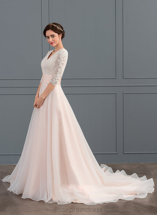Dress Tatiana V-neck Train Ball-Gown/Princess Wedding Dresses Ruffle Wedding Organza Court With