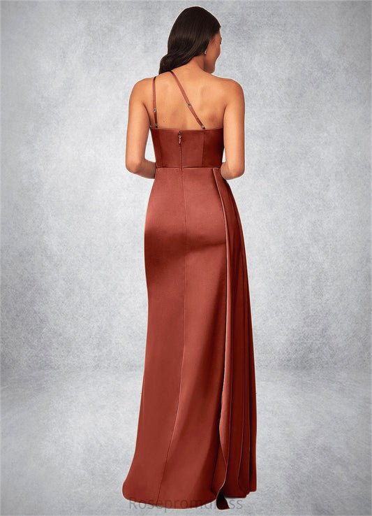 Sariah A-Line One Shoulder Stretch Satin Floor-Length Dress SRSP0019623
