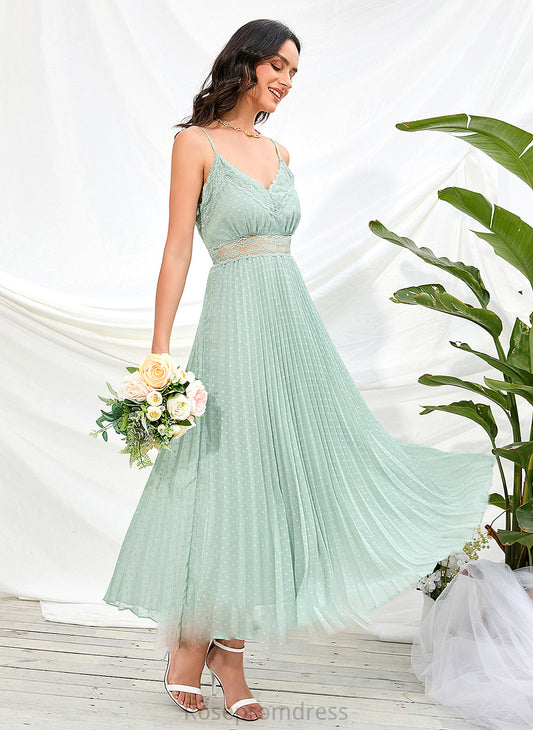 Neckline A-Line V-neck Fabric Silhouette Ankle-Length Straps Length Abbey Spaghetti Staps Natural Waist Floor Length Bridesmaid Dresses