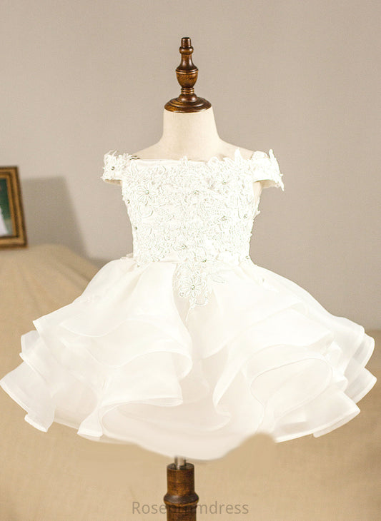 Ball-Gown/Princess Flower Kathryn Girl - Off-the-Shoulder Sleeveless Organza Dress Flower Girl Dresses Knee-length