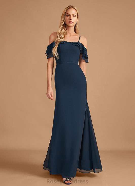 Silhouette Embellishment Beading Length Fabric Off-the-Shoulder Ruffle Floor-Length Sheath/Column Neckline Janae Off The Shoulder Bridesmaid Dresses