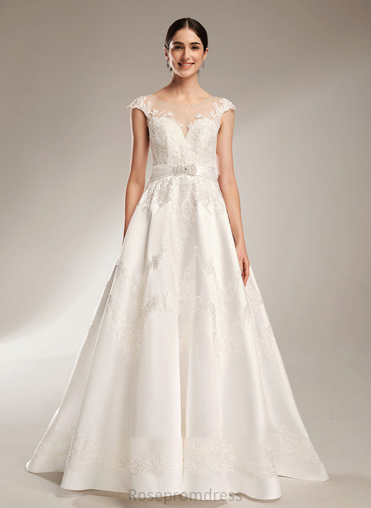 Ball-Gown/Princess With Sequins Dress Chapel Beading Train Anika Wedding Scoop Wedding Dresses Neck