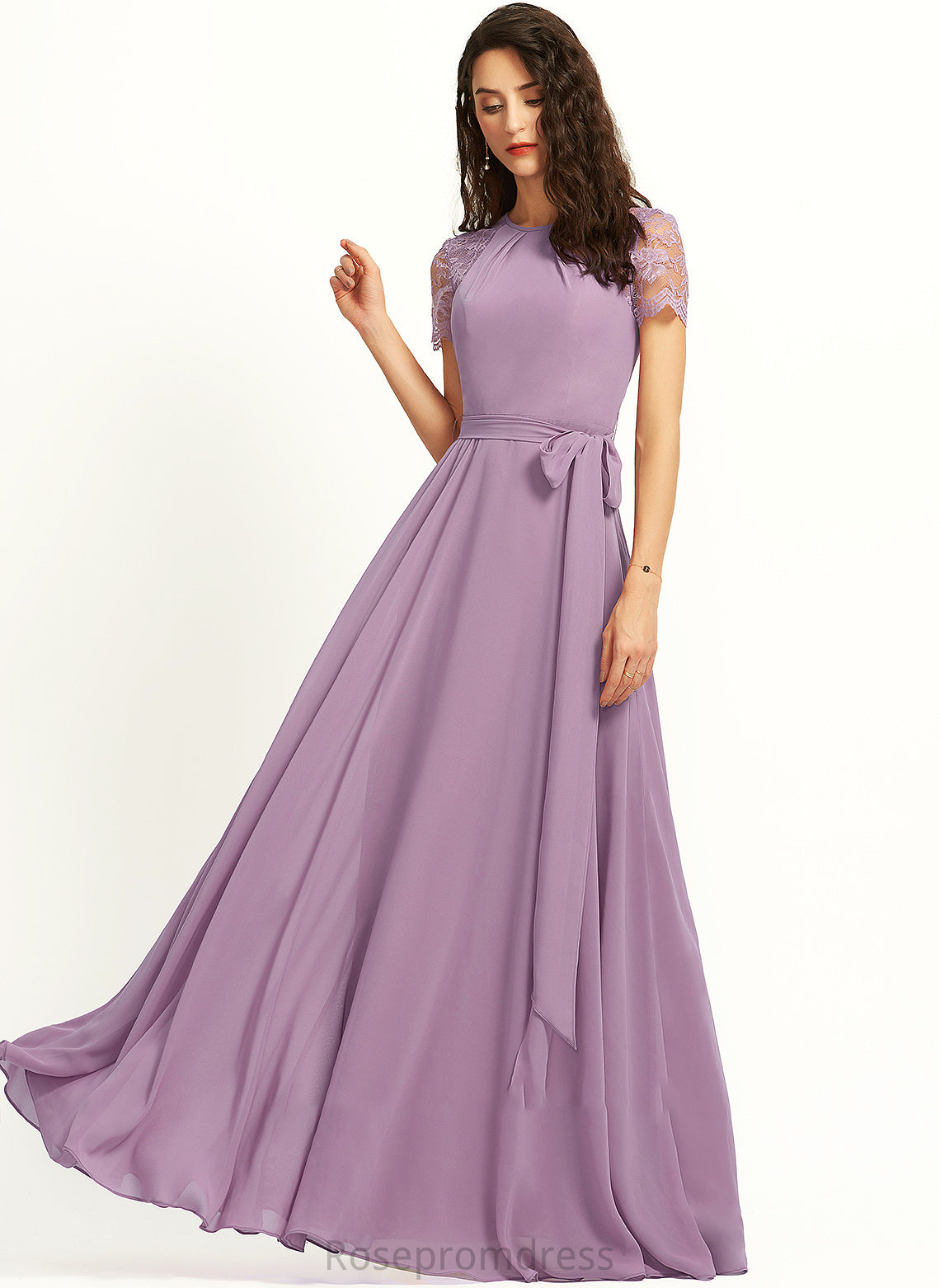 A-Line Fabric Straps Lace Length Silhouette Neckline ScoopNeck Floor-Length Katherine Spaghetti Staps A-Line/Princess Bridesmaid Dresses