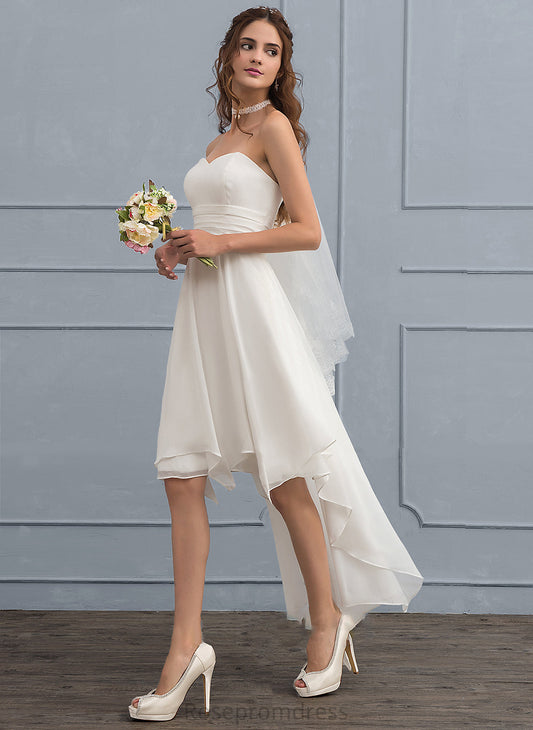 Ruffle With Dress Wedding Dresses Chiffon Wedding Sweetheart Kayden A-Line Asymmetrical