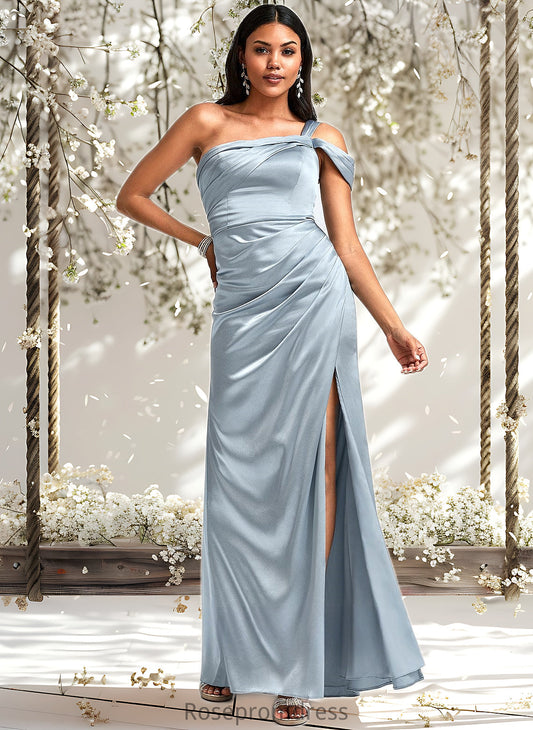 Mckinley A-line One Shoulder Floor-Length Stretch Satin Bridesmaid Dress DSP0025725