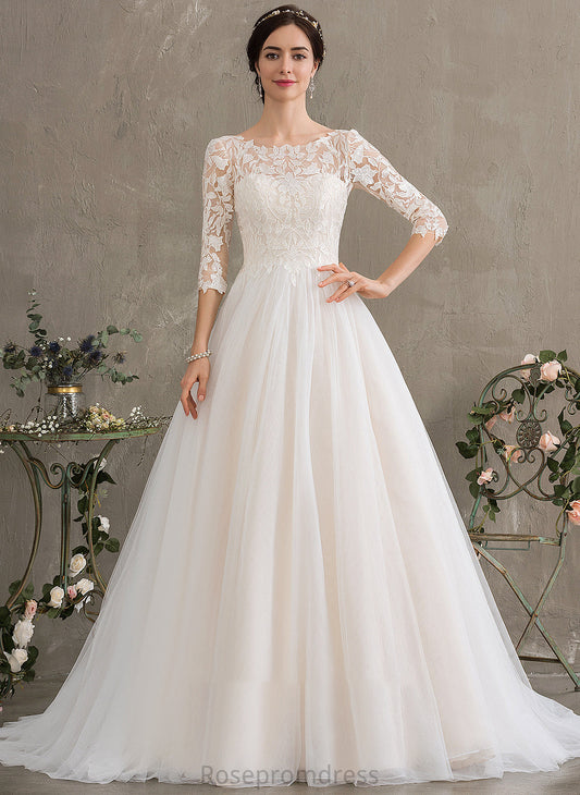 Ball-Gown/Princess Dress Neck Wedding Tulle Sequins Wedding Dresses Train With Scoop Court Lillie