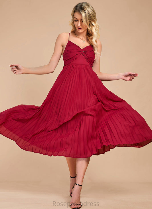 V-neck A-Line Silhouette Length Straps Fabric Ankle-Length Neckline Guadalupe Bridesmaid Dresses
