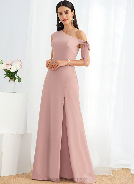 Floor-Length Fabric Embellishment OneShoulder Silhouette Neckline A-line Length Maryjane Spaghetti Staps Sleeveless Empire Waist Bridesmaid Dresses