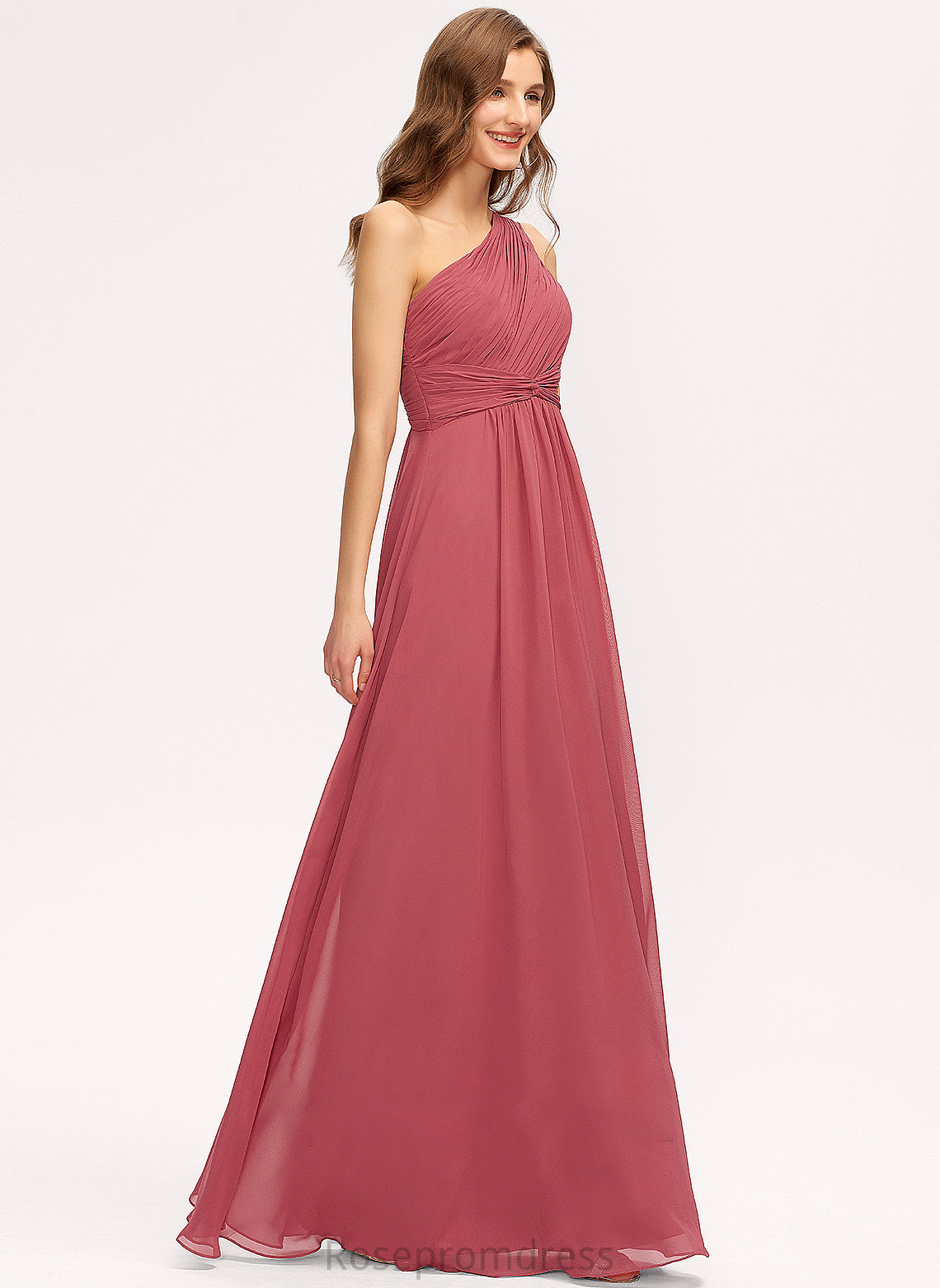 Floor-Length Length Neckline Ruffle Silhouette A-Line One-Shoulder Fabric Embellishment Shayla A-Line/Princess Floor Length Bridesmaid Dresses