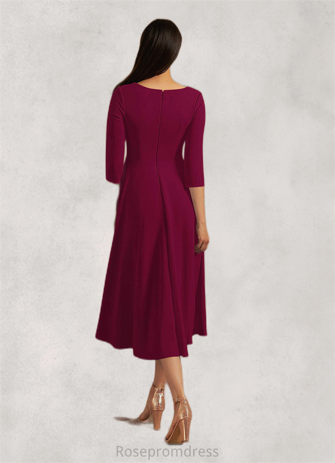 Janiah A-Line Stretch Crepe Tea-Length Dress SRSP0019961