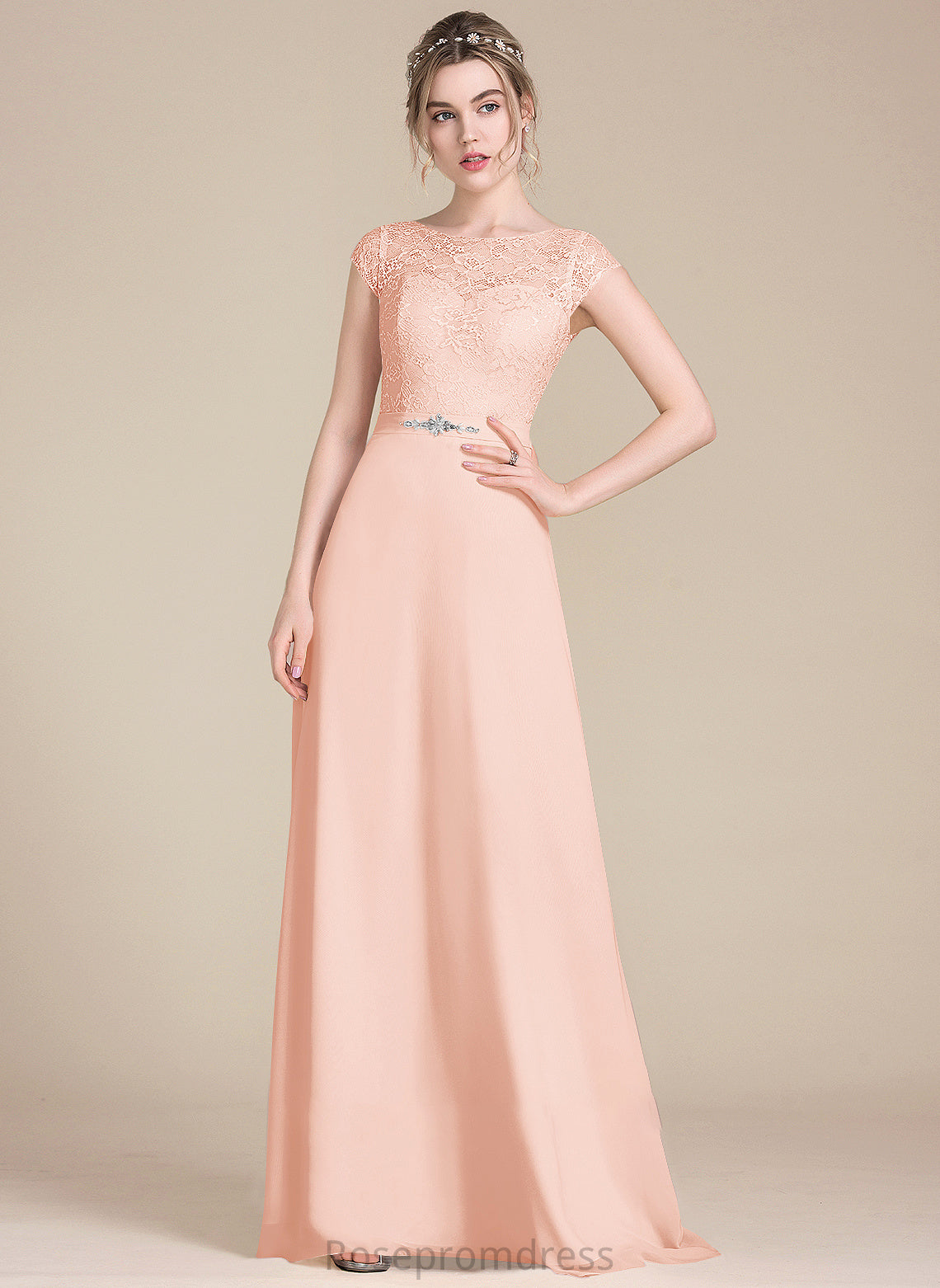 Fabric Embellishment Neckline ScoopNeck Beading Silhouette Floor-Length Length Bow(s) A-Line Sidney V-Neck Bridesmaid Dresses