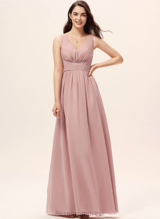 Length Fabric A-Line Neckline Silhouette Embellishment Floor-Length V-neck Ruffle Aileen Sleeveless Floor Length Bridesmaid Dresses