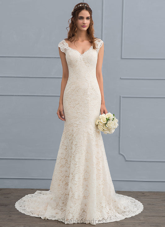 Kate Court V-neck Trumpet/Mermaid Lace Train Wedding Dresses Dress Wedding
