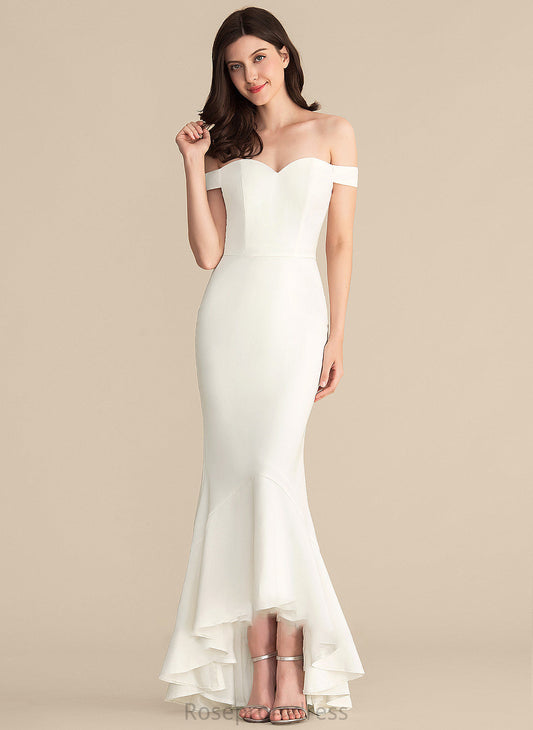 Asymmetrical Stretch Trumpet/Mermaid Dress Wedding Dresses Crepe Off-the-Shoulder Wedding Danna
