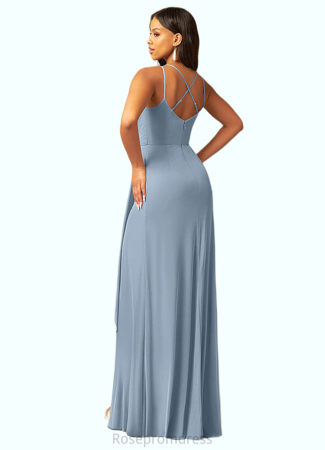 Melinda A-Line Pleated Mesh Floor-Length Dress SRSP0019724