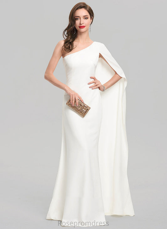 Crepe Floor-Length Wedding Sheath/Column Gianna One-Shoulder Dress Wedding Dresses Stretch