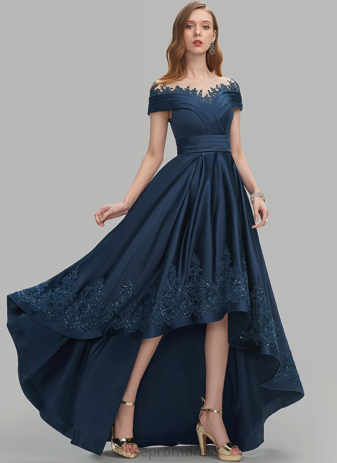 Satin Prom Dresses Scoop Nydia Ball-Gown/Princess Sequins With Asymmetrical Neck Pockets