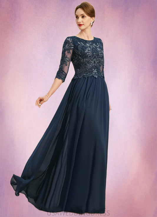 Briley A-line Scoop Floor-Length Chiffon Lace Mother of the Bride Dress With Sequins DS126P0021651