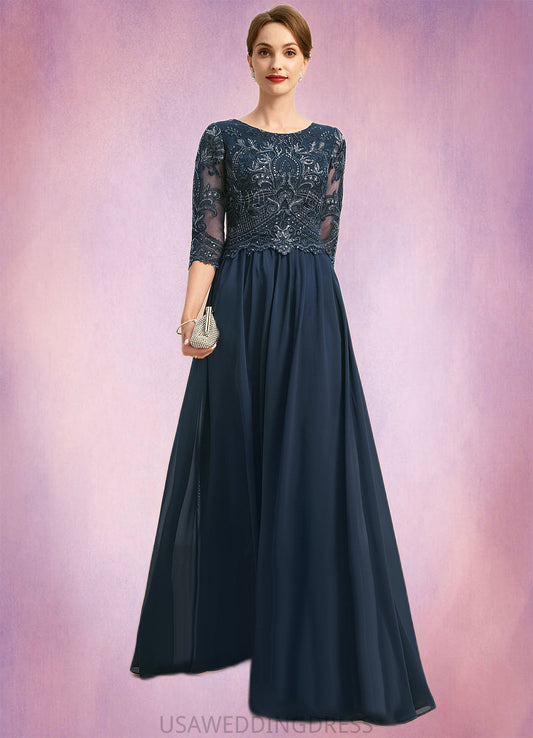 Briley A-line Scoop Floor-Length Chiffon Lace Mother of the Bride Dress With Sequins DS126P0021651