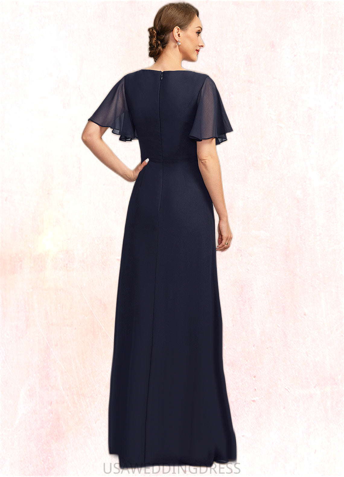 Ina A-line Asymmetrical Floor-Length Chiffon Mother of the Bride Dress With Beading Pleated Sequins DS126P0021660