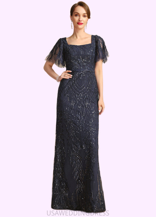Sam Sheath/Column Square Floor-Length Lace Mother of the Bride Dress With Sequins DS126P0021665