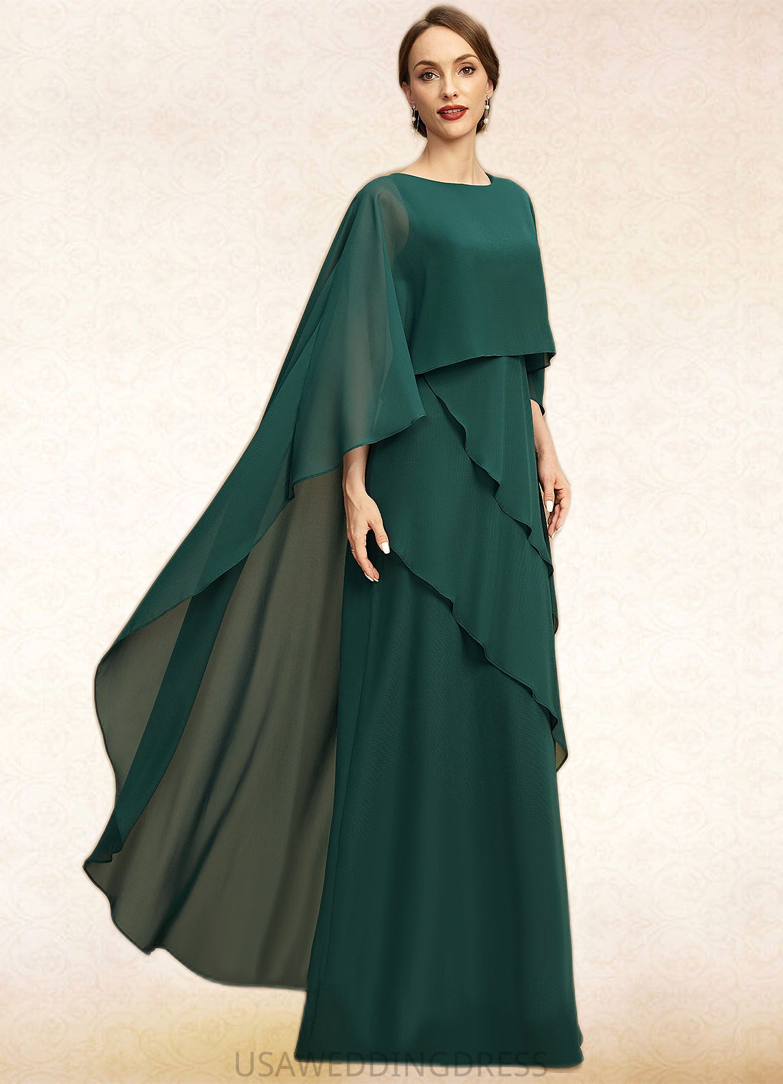 Larissa A-line Scoop Floor-Length Chiffon Mother of the Bride Dress DS126P0021696