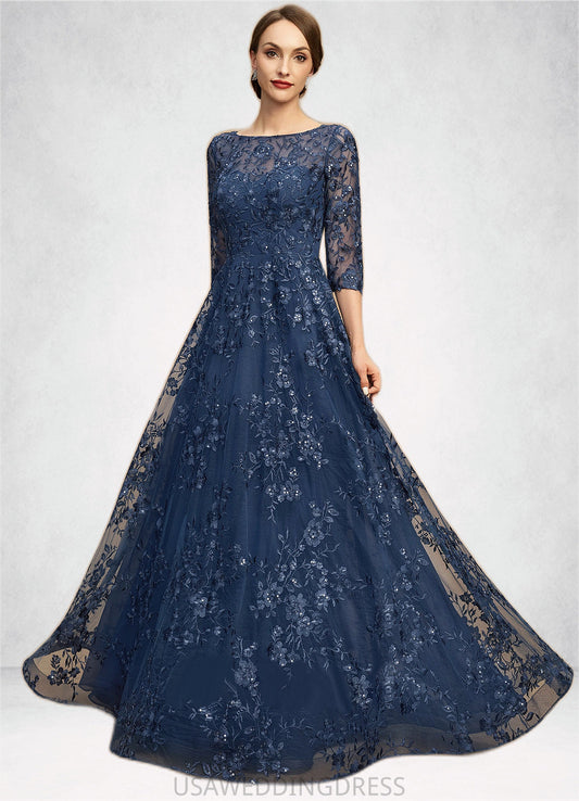 Jazmine A-line Scoop Illusion Floor-Length Lace Mother of the Bride Dress With Sequins DS126P0021701