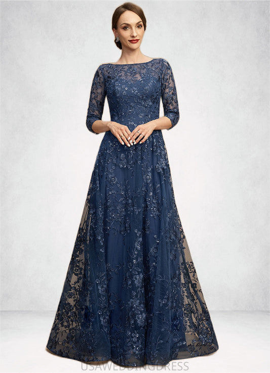 Jazmine A-line Scoop Illusion Floor-Length Lace Mother of the Bride Dress With Sequins DS126P0021701