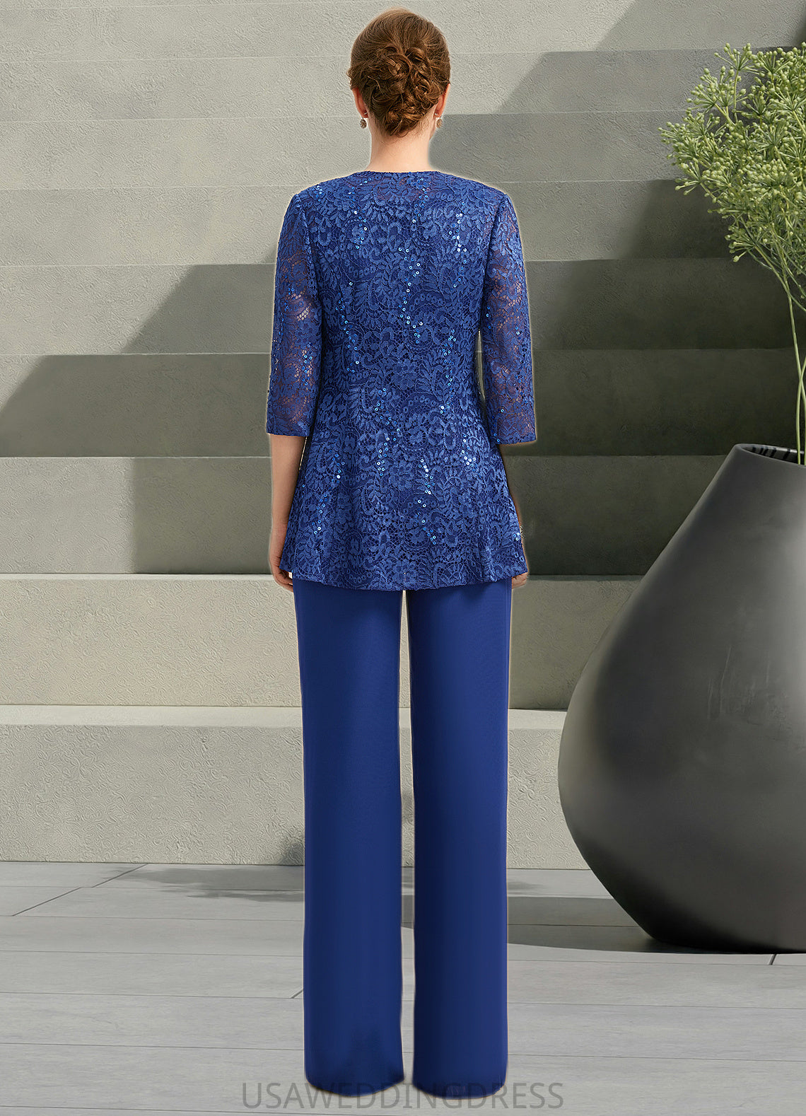 Margaret Jumpsuit/Pantsuit Separates Scoop Floor-Length Chiffon Lace Mother of the Bride Dress DS126P0021703