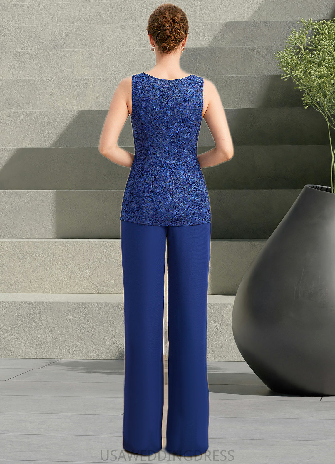 Margaret Jumpsuit/Pantsuit Separates Scoop Floor-Length Chiffon Lace Mother of the Bride Dress DS126P0021703