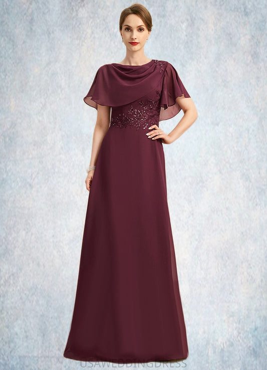 Shannon A-line Scoop Floor-Length Chiffon Mother of the Bride Dress With Appliques Lace Sequins DS126P0021707